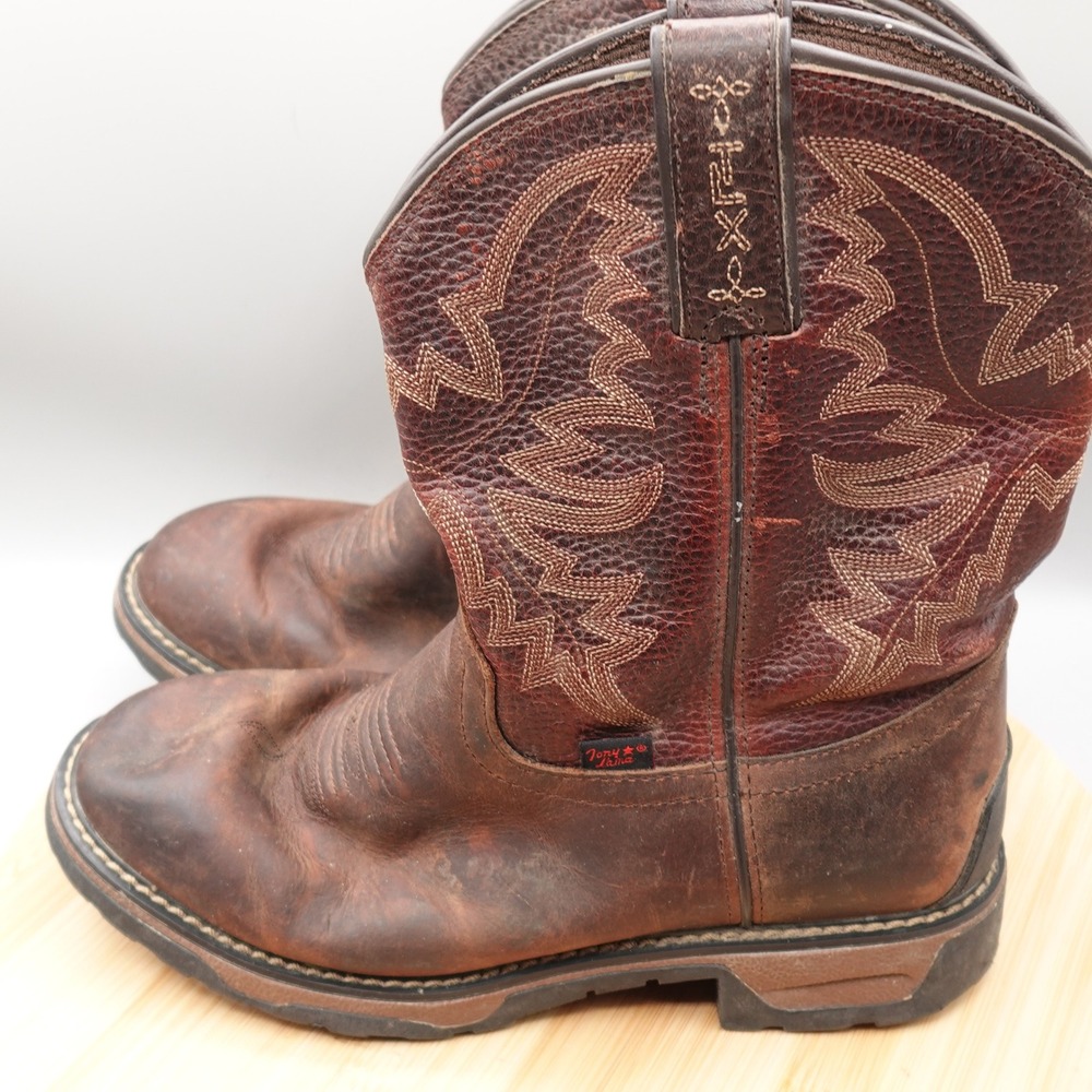 Tony Lama Boots Kids 5D Brown Leather Work Western Cowboy TW902Y Flaws